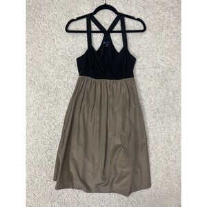 Gap Dress Womens 2 Black Brown Strappy Silk Blend Y2K Flowy Summer Pockets